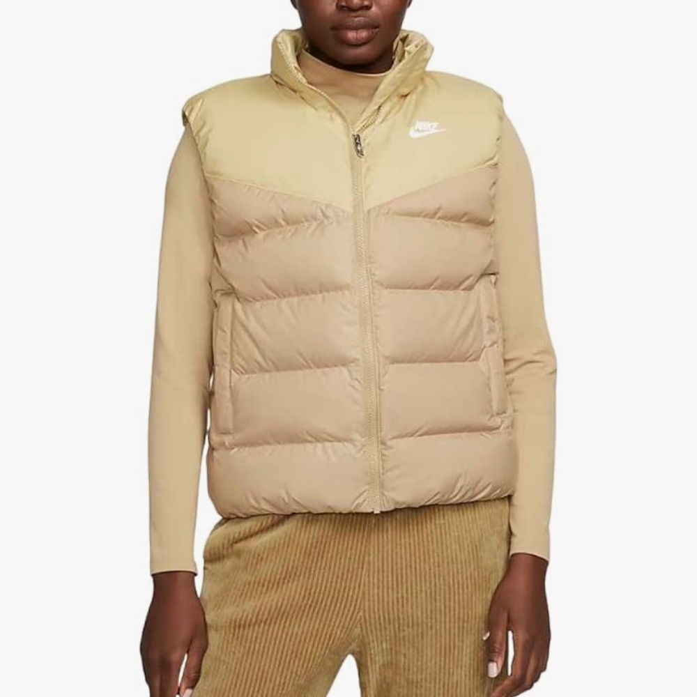 Nike Sportswear Therma-FIT Windrunner Women's Down Vest tan beige Size Large NWT